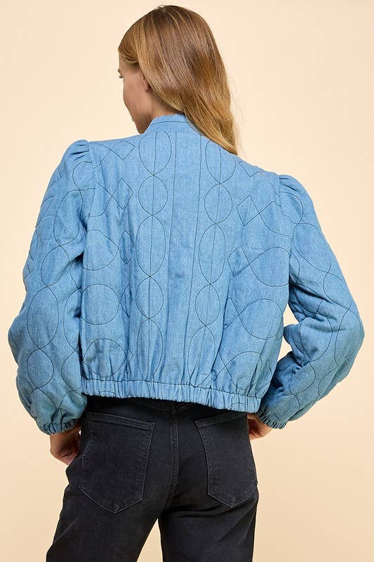 Denim Quilted Side Pockets Jacket
