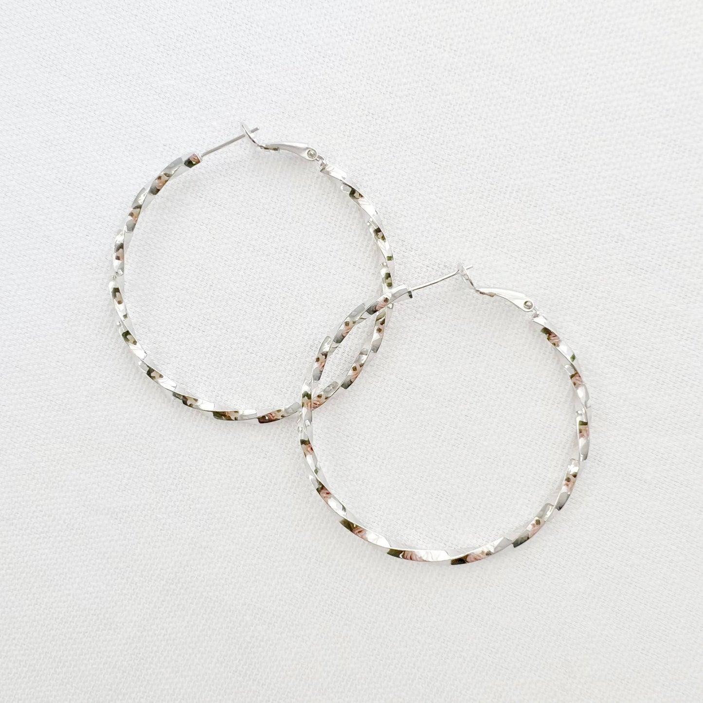 Bright Lights Hoops Earrings Silver White Gold Filled