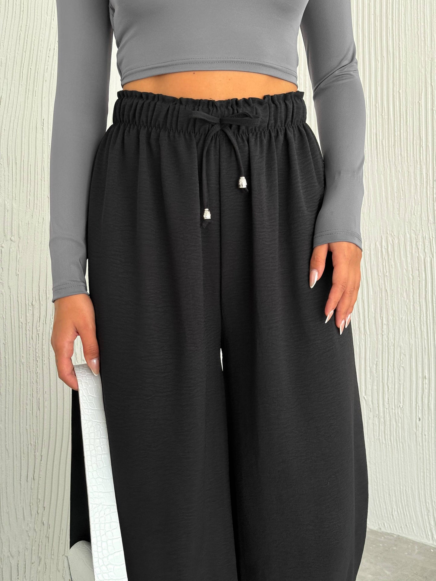Women's Solid Color Palazzo Pants Wide Leg Elastic