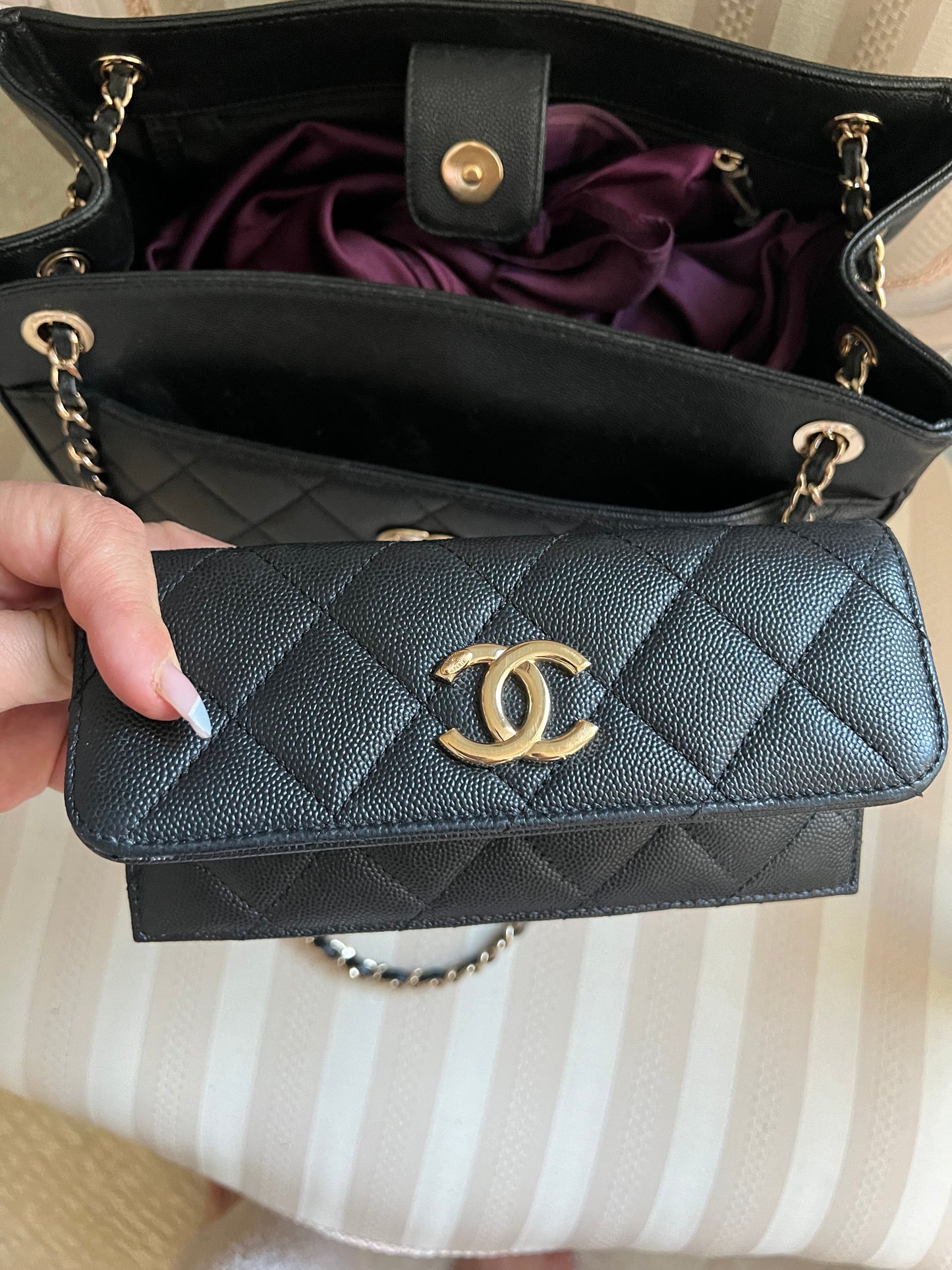 Chanel Quilted Leather Shoulder Bag with Wallet
