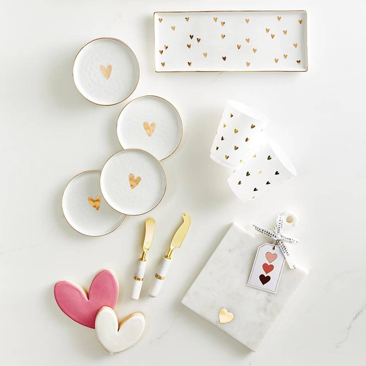 Marble Serving Board with Handle - Heart