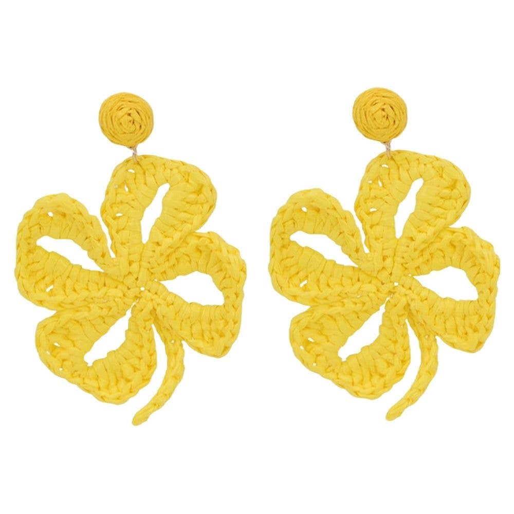 RAFFIA FLOWER DANGLE EARRING, 83E 2580