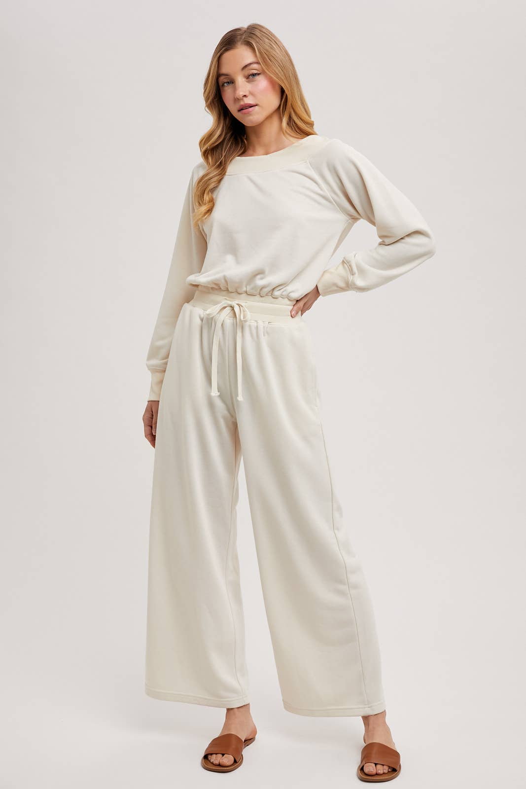 WIDE NECK OFF THE SHOULDER KNIT JUMPSUIT