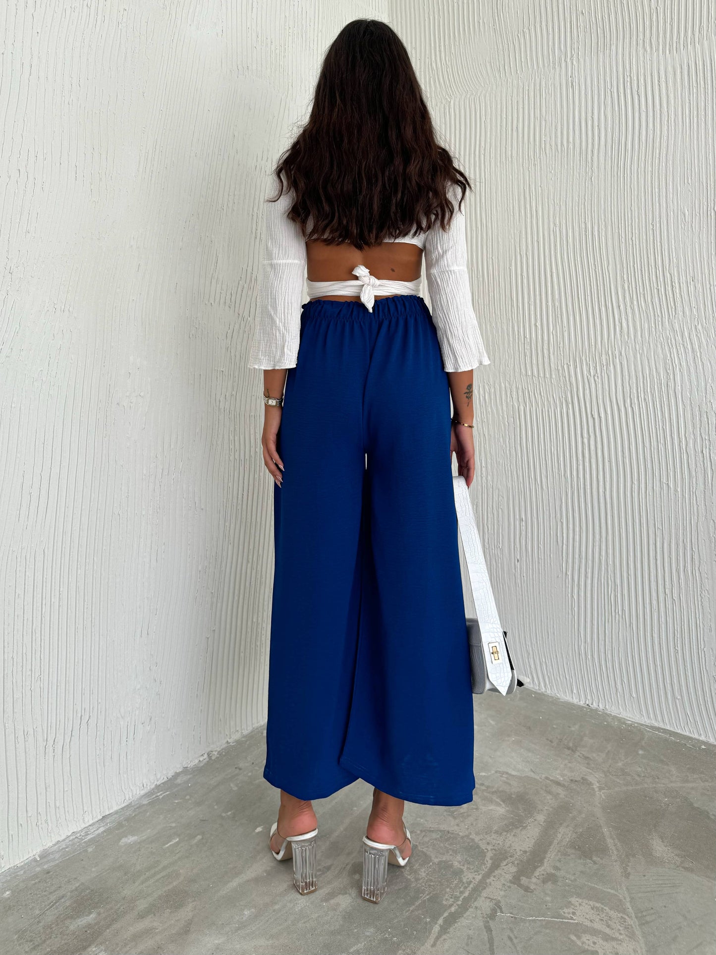 Women's Solid Color Palazzo Pants Wide Leg Elastic