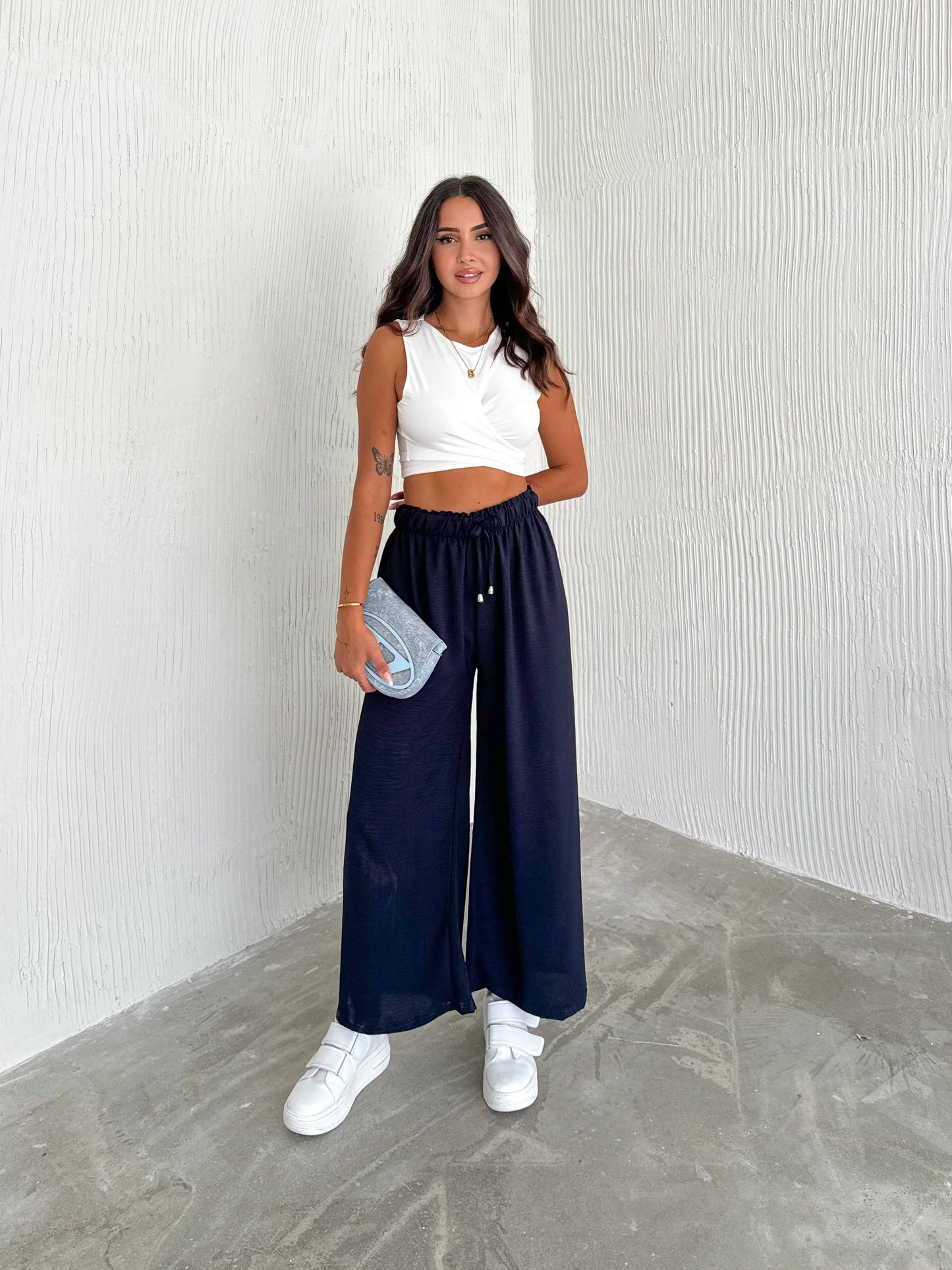 Women's Solid Color Palazzo Pants Wide Leg Elastic
