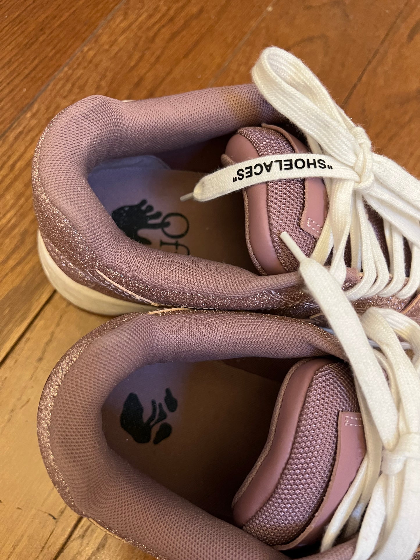 Off White pink glitter sneakers