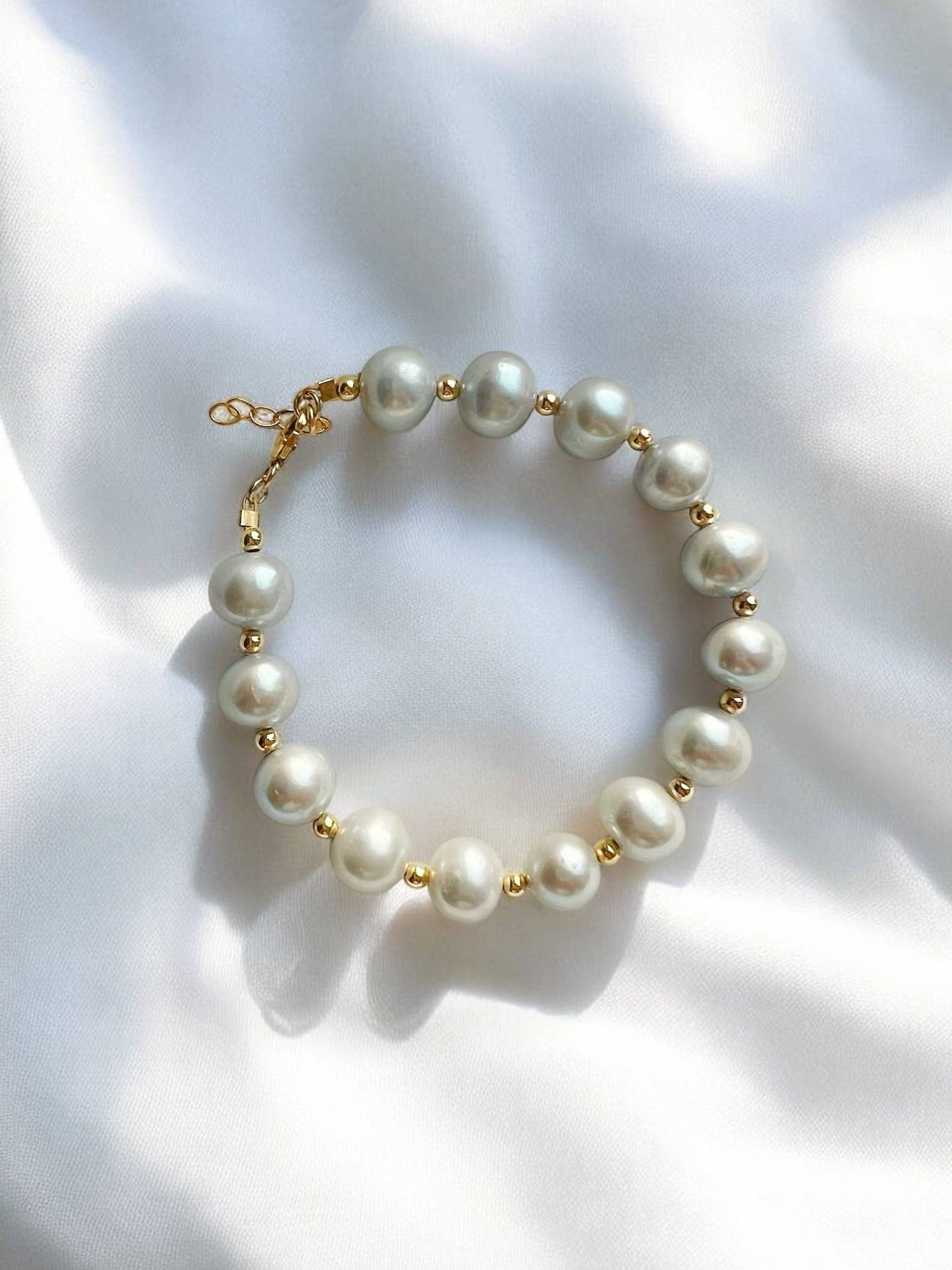 Shore Points Silver Pearl Beaded Bracelet Gold Filled