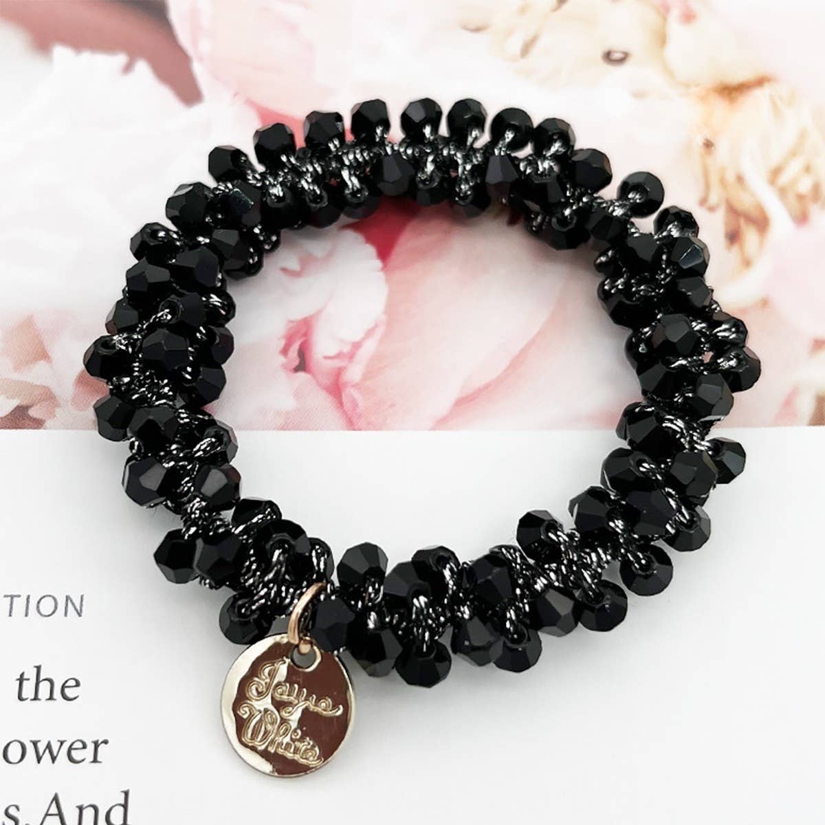 Beaded Faux Pearl Hair Tie Bracelet for Women_CWAHA07389