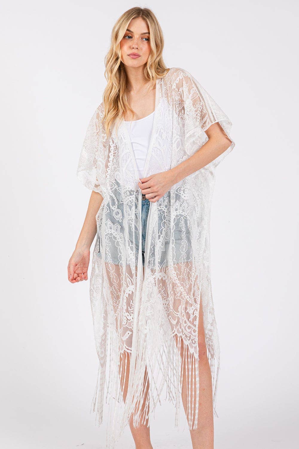 Elegant Lace Fringe Kimono