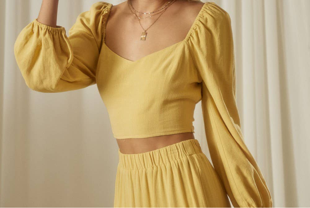 LINEN SMOCKING BACK TIE TOP