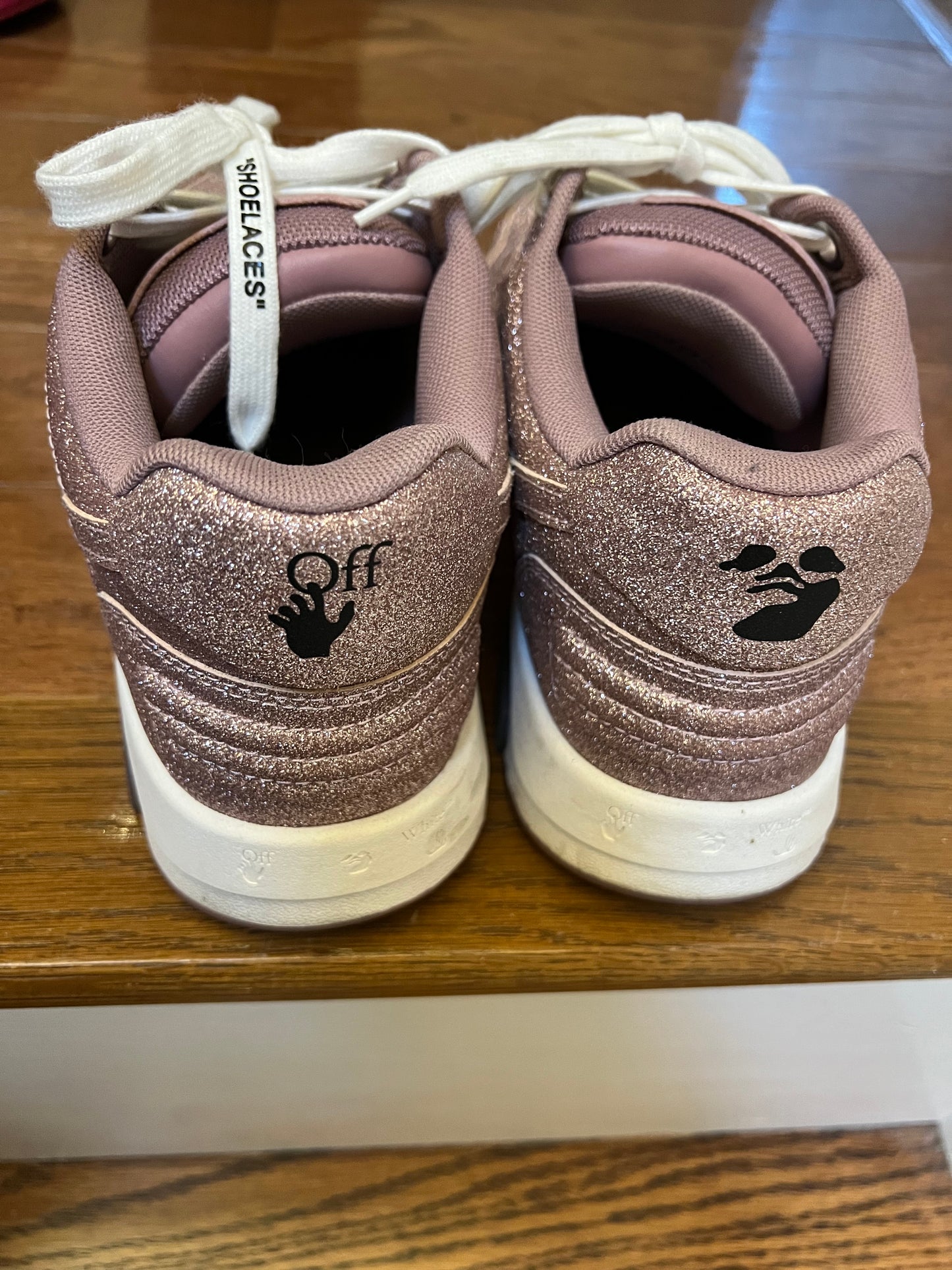 Off White pink glitter sneakers