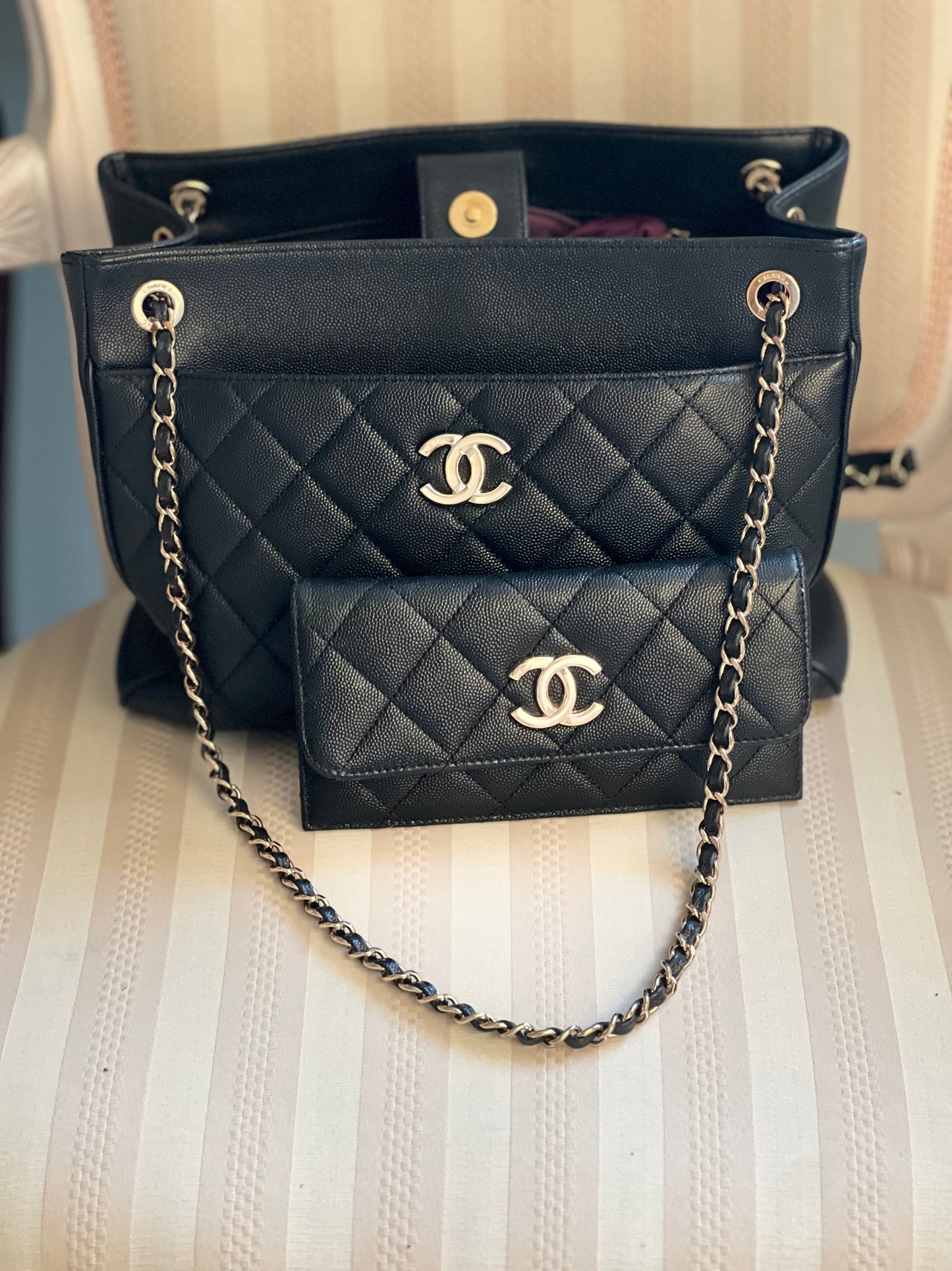 Chanel Quilted Leather Shoulder Bag with Wallet