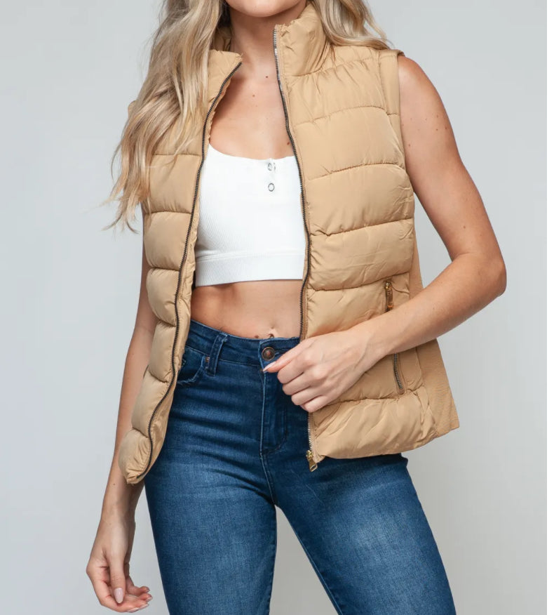 Zip Up Turtleneck Vest with Pockets