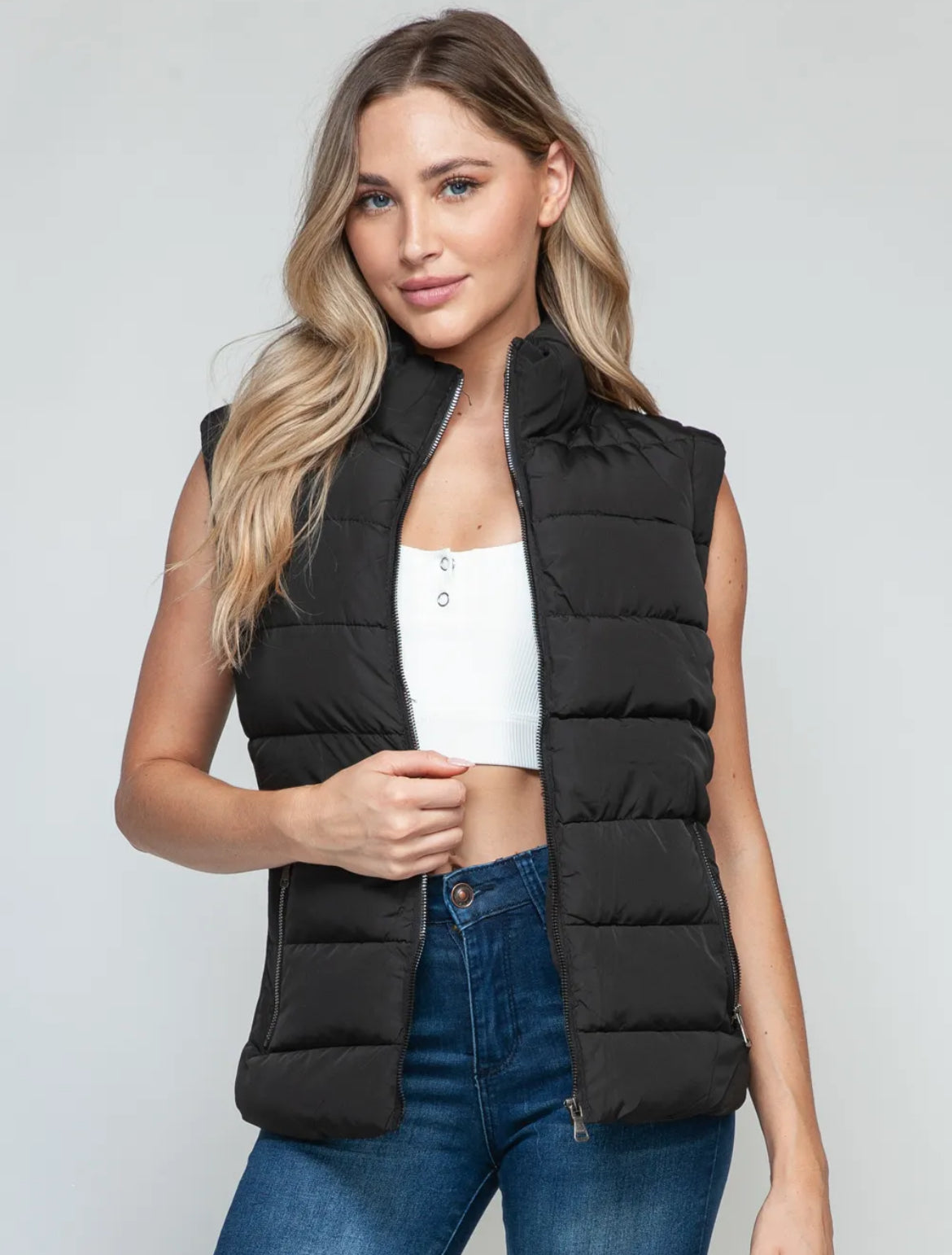 Zip Up Turtleneck Vest with Pockets