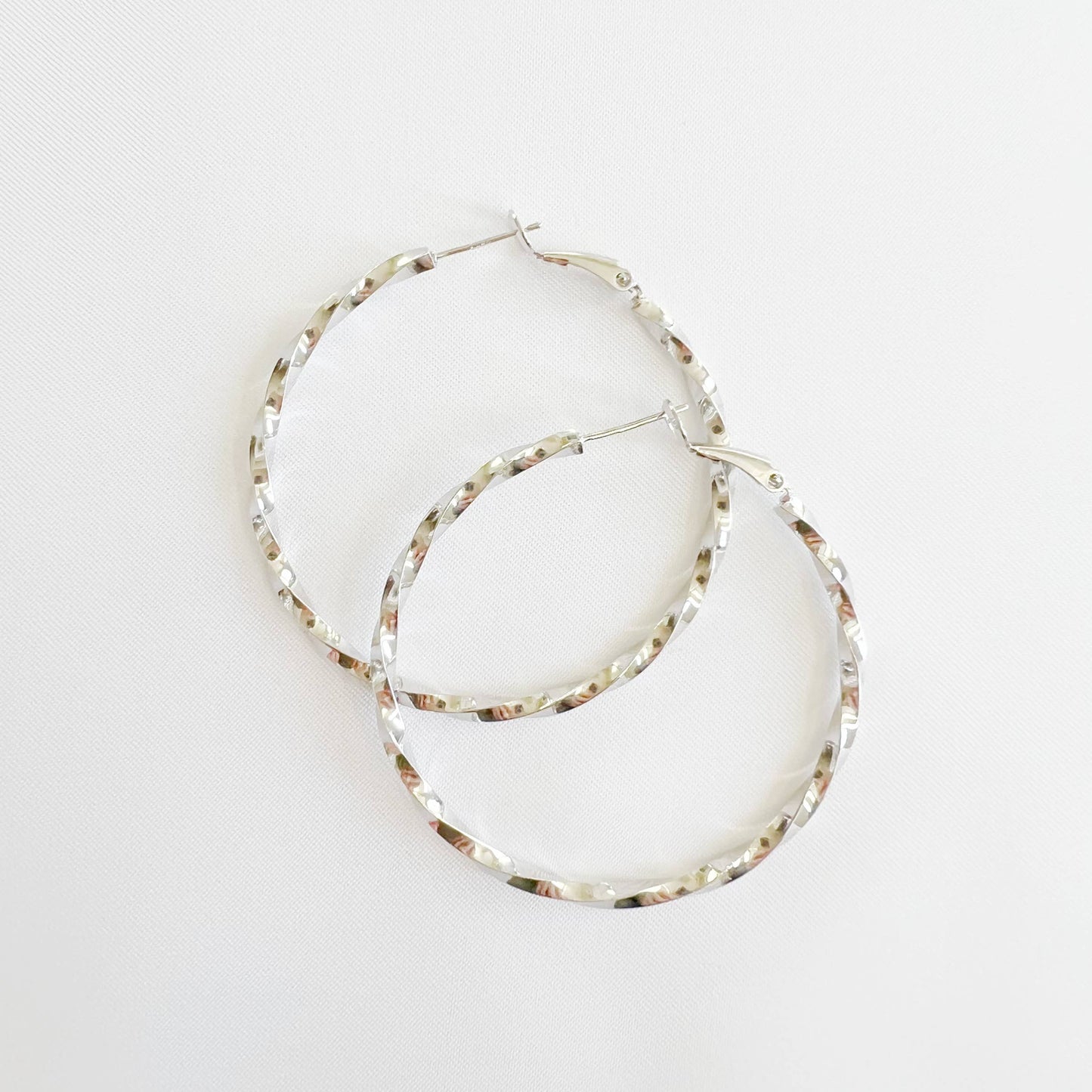 Bright Lights Hoops Earrings Silver White Gold Filled