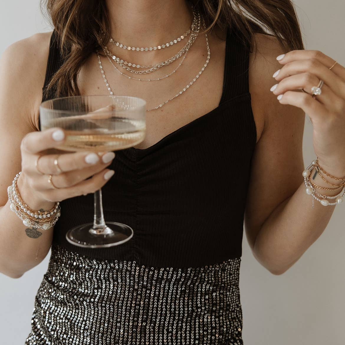 Luxe Sequin Disc Chain Necklace Sterling Silver