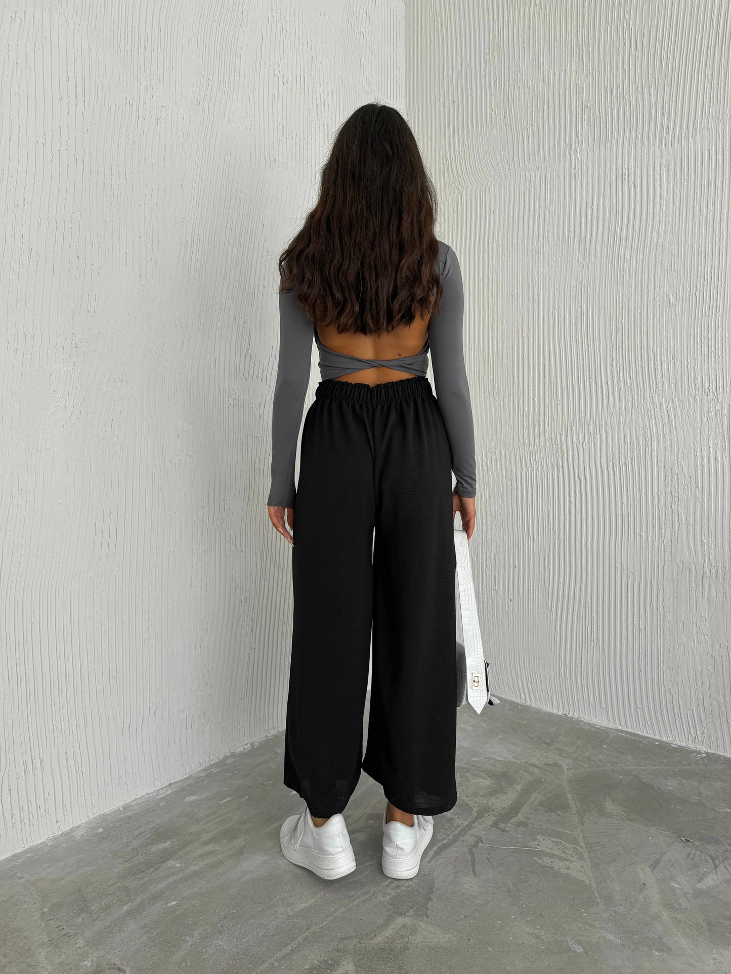 Women's Solid Color Palazzo Pants Wide Leg Elastic