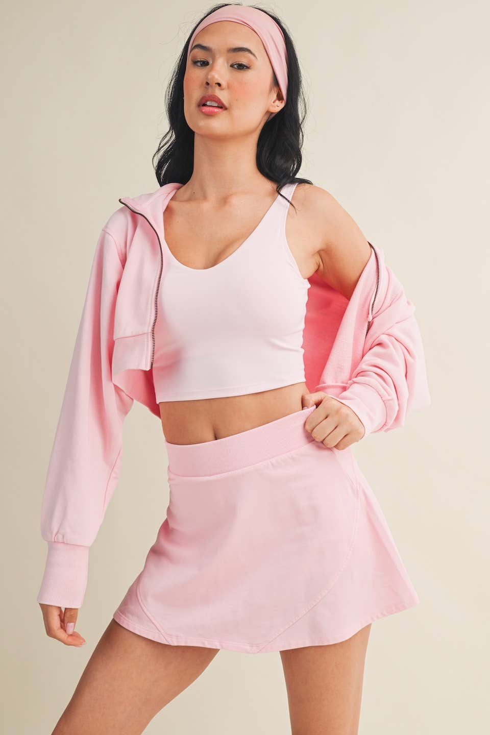Mineral Wash Oversized Crop Hoodie