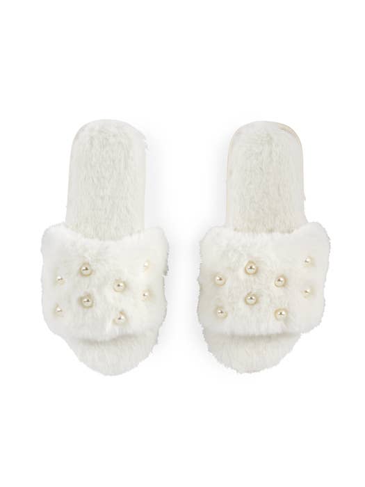 PEARL SLIPPERS,IVORY