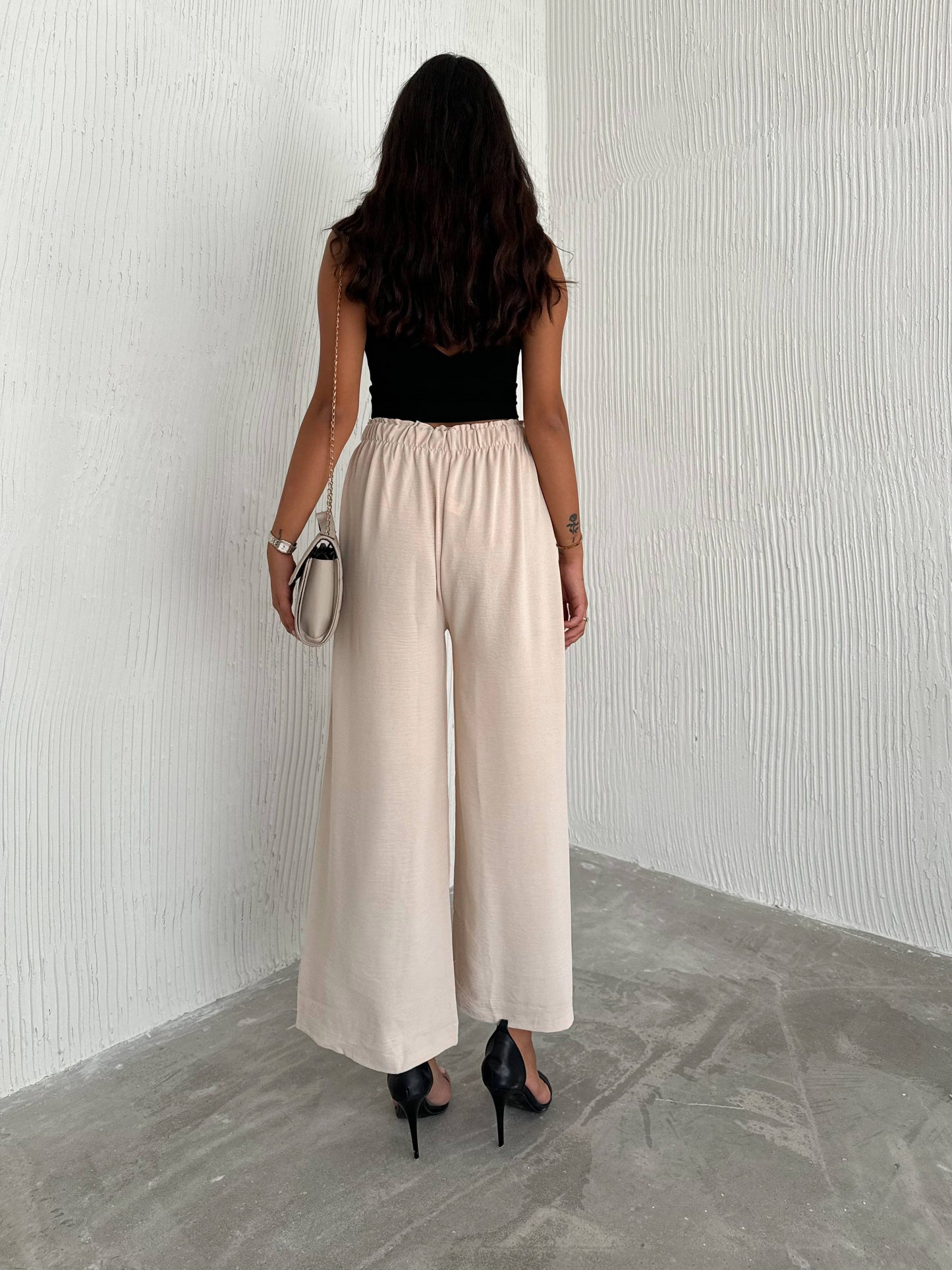 Women's Solid Color Palazzo Pants Wide Leg Elastic