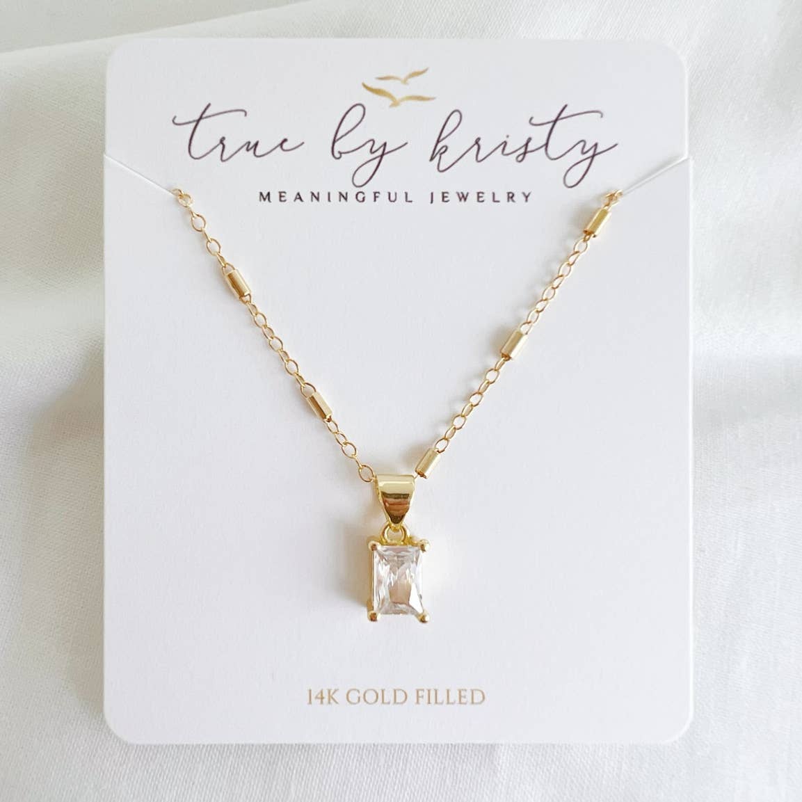 Goldie Clear CZ Pendant Necklace Gold Filled