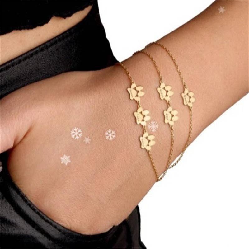 Custom Engrave Dog Paw Charm Bracelet in Stainless Steel