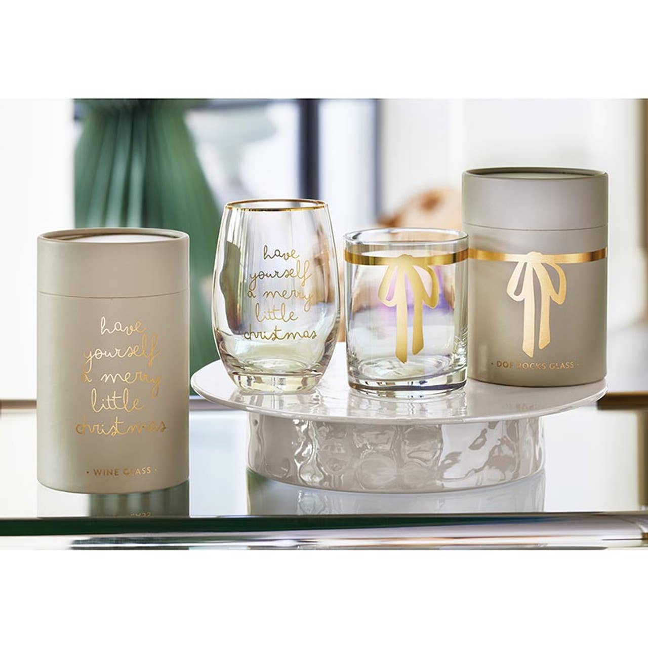 DOF Rocks Glass - Gold Bow