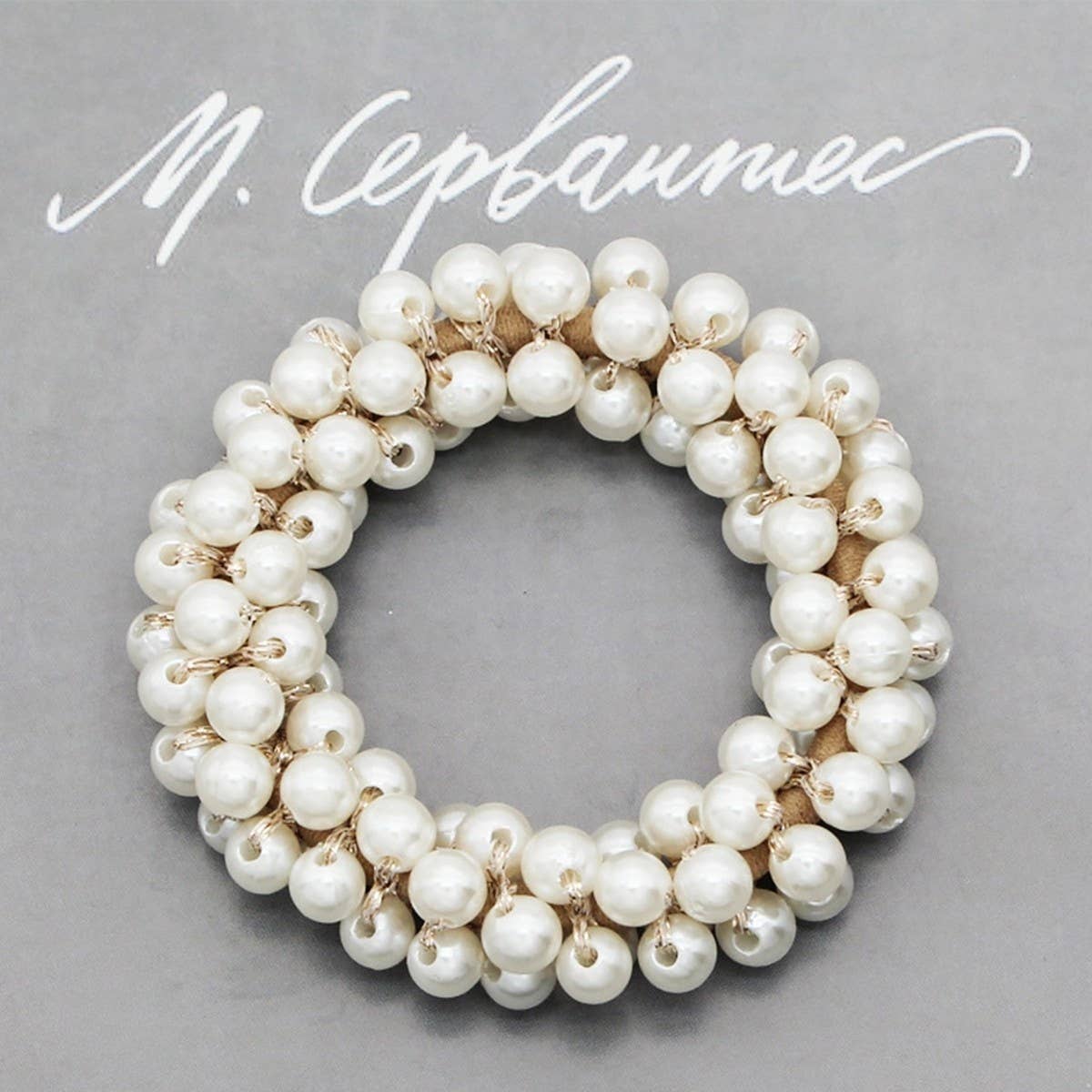 Beaded Faux Pearl Hair Tie Bracelet for Women_CWAHA07389