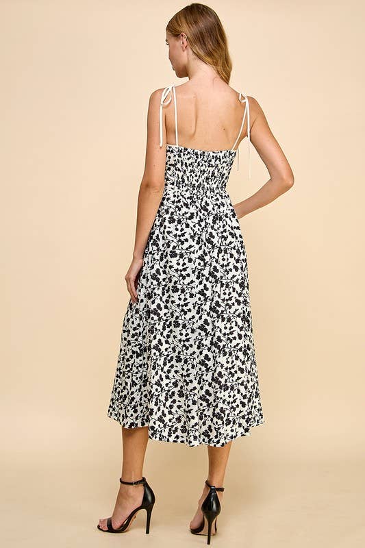 Floral Print Scoop Neckline Midi Dress