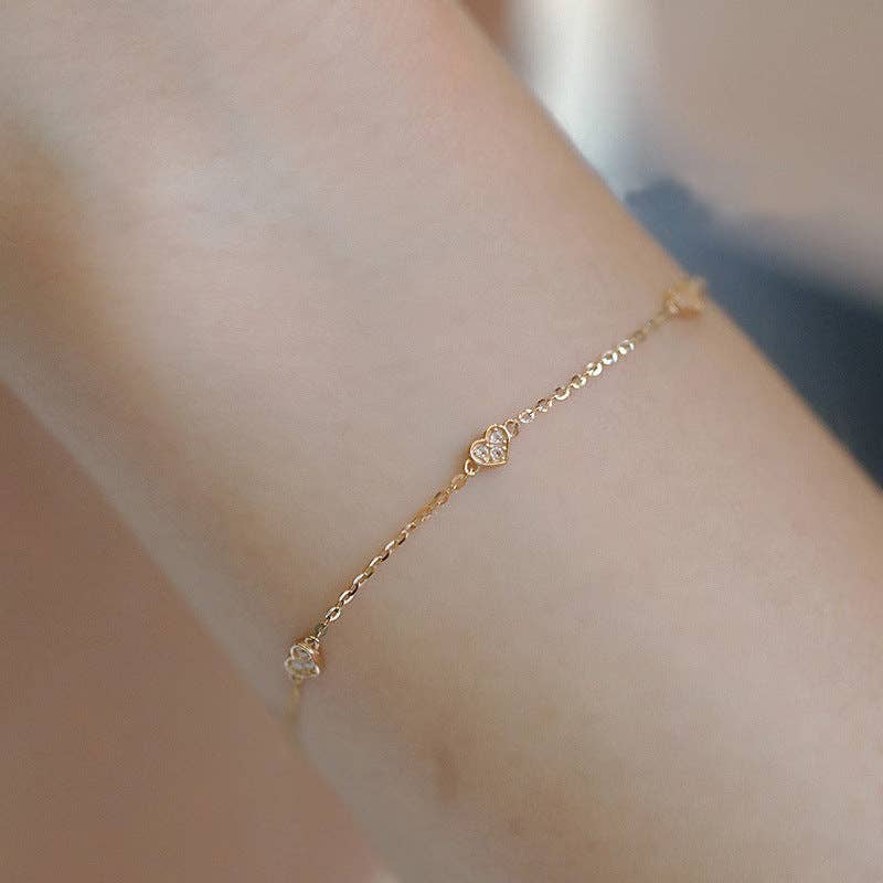 Dainty Gold Triple Heart Bracelet