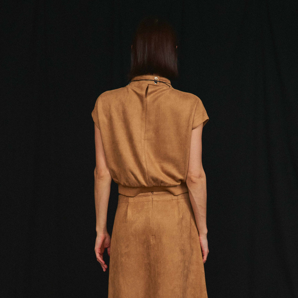 AS3743 Vegan suede top & skirt set