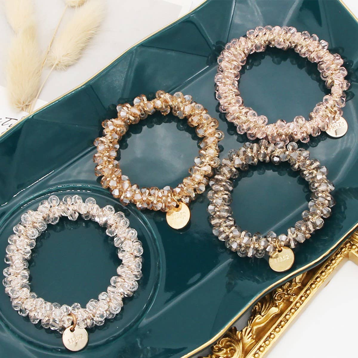 Beaded Faux Pearl Hair Tie Bracelet for Women_CWAHA07389