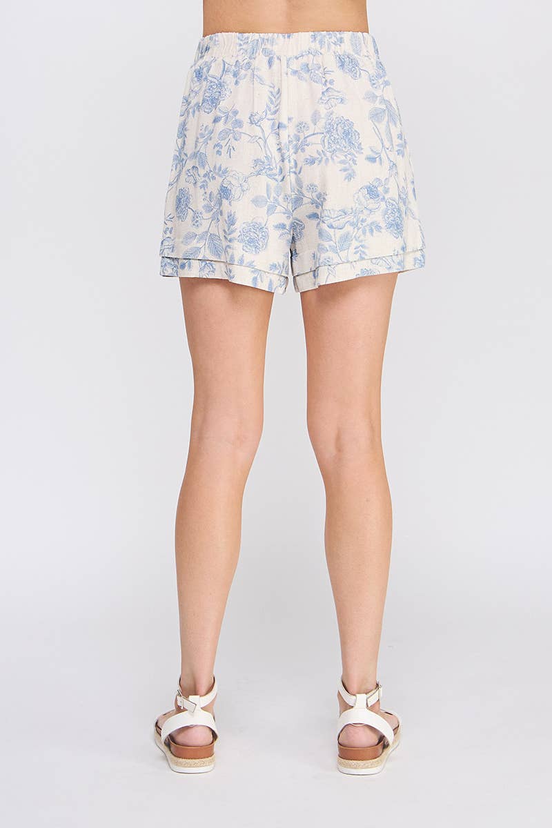 Printed Soft Linen Shorts