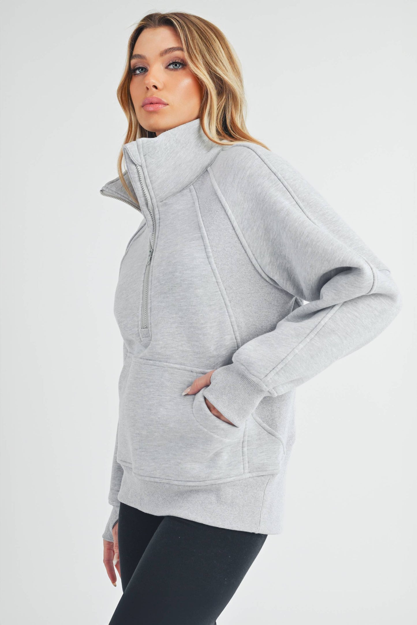 986DK Long Dove Funnel Neck Half Zip