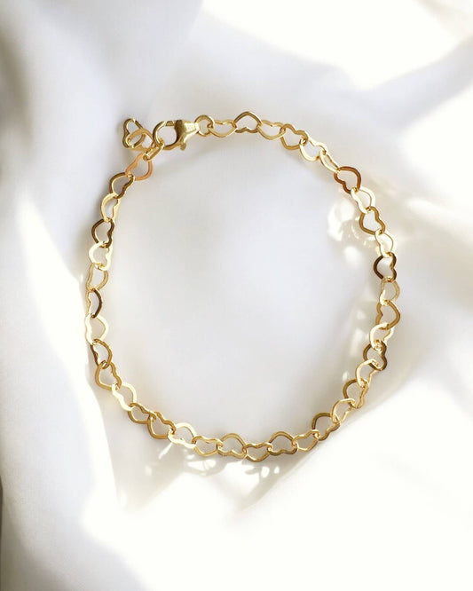 Sweetheart Heart Chain Gold Filled Bracelet
