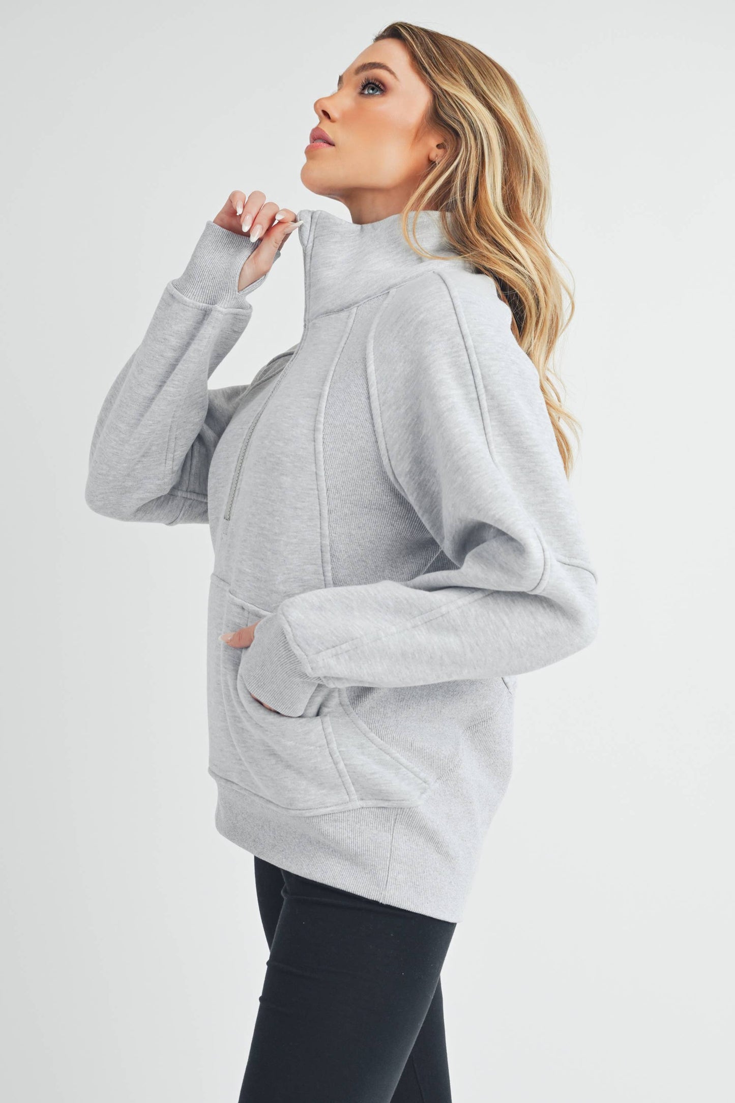 986DK Long Dove Funnel Neck Half Zip