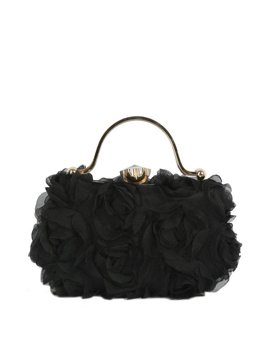 Rosette Satin Handle Clutch