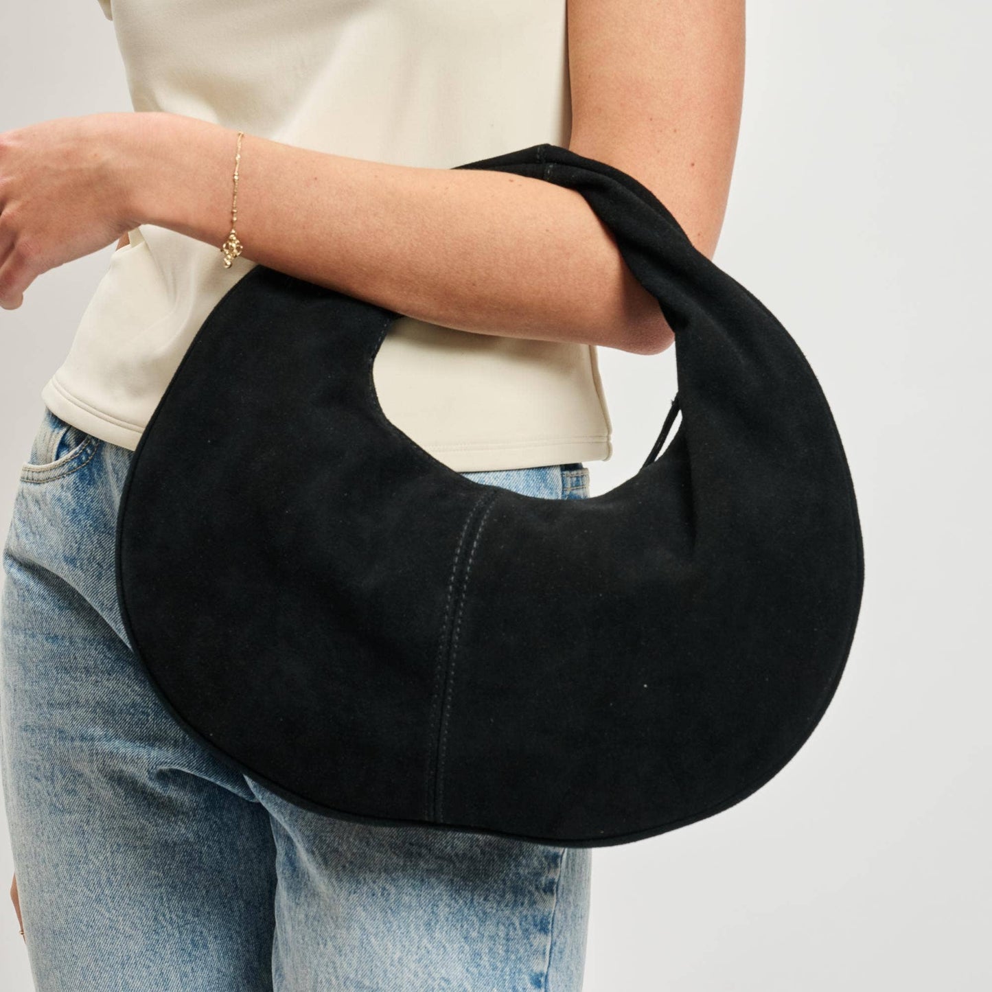 Farrah Genuine Suede Leather Hobo