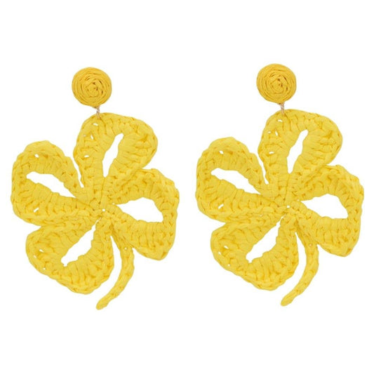 RAFFIA FLOWER DANGLE EARRING, 83E 2580