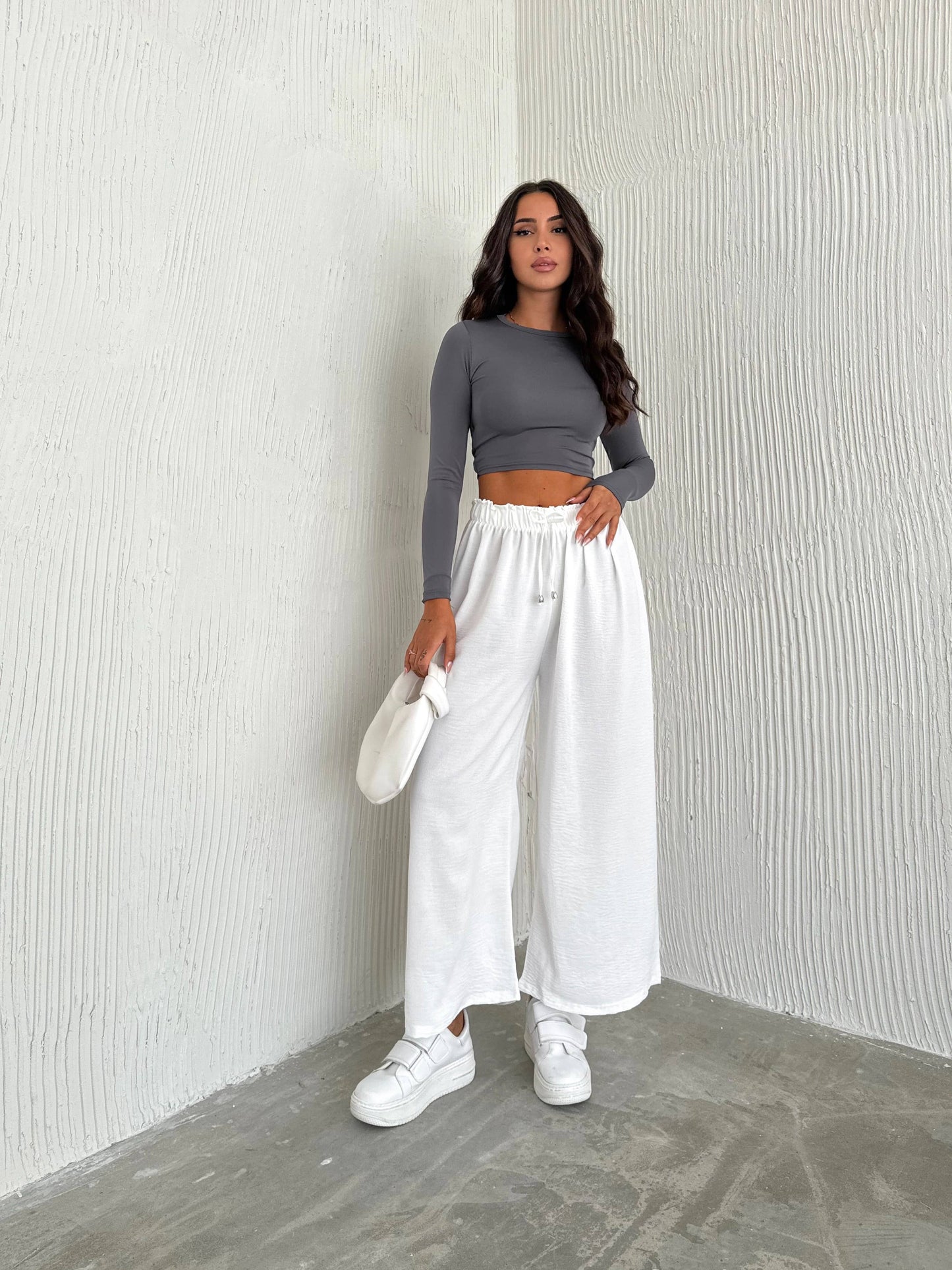 Women's Solid Color Palazzo Pants Wide Leg Elastic