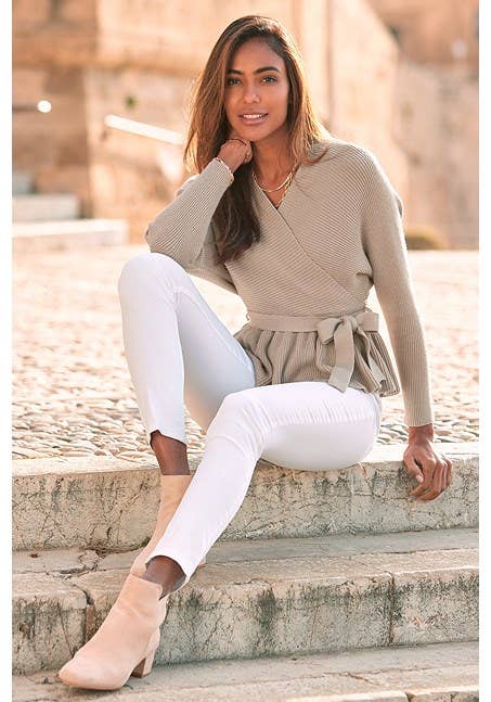 Women's Wrap Look V-Neck Sweater