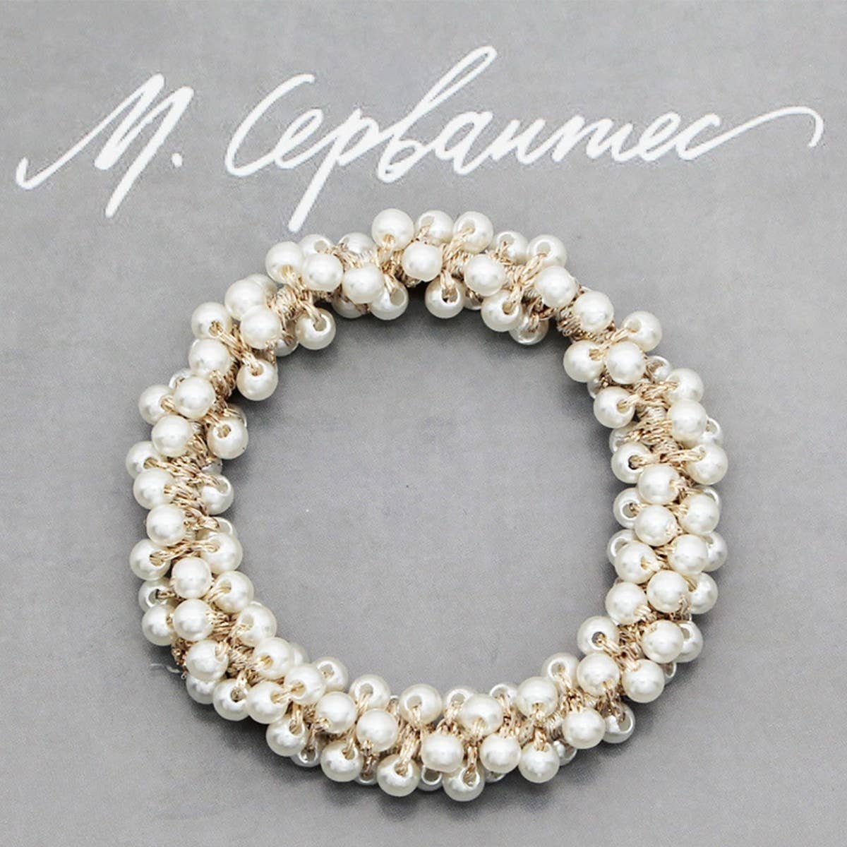 Beaded Faux Pearl Hair Tie Bracelet for Women_CWAHA07389
