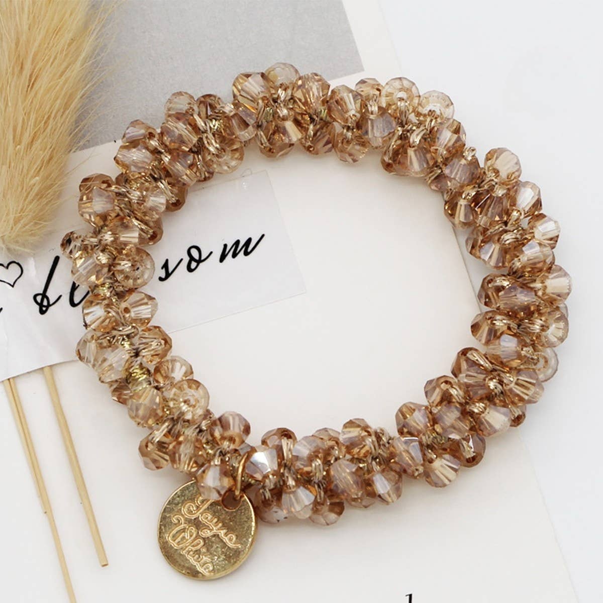 Beaded Faux Pearl Hair Tie Bracelet for Women_CWAHA07389
