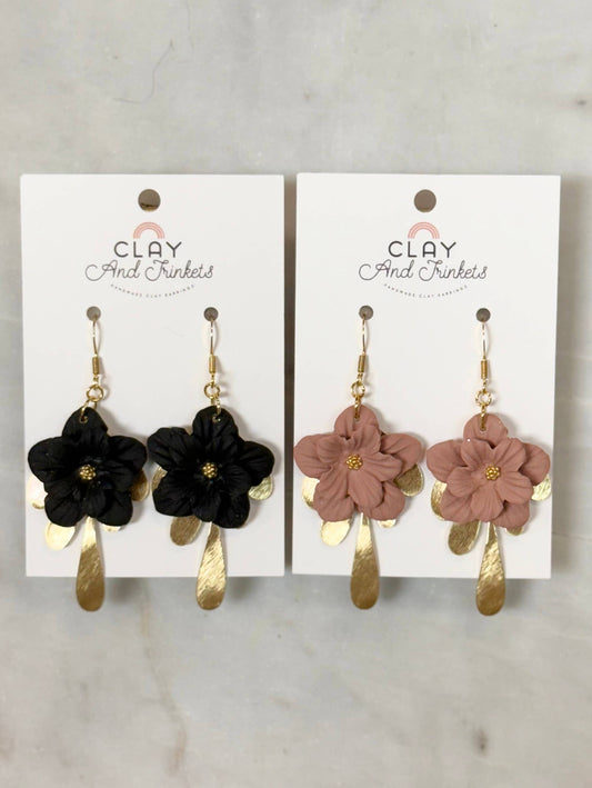 Flower Dangle Earrings with Accent Dangle