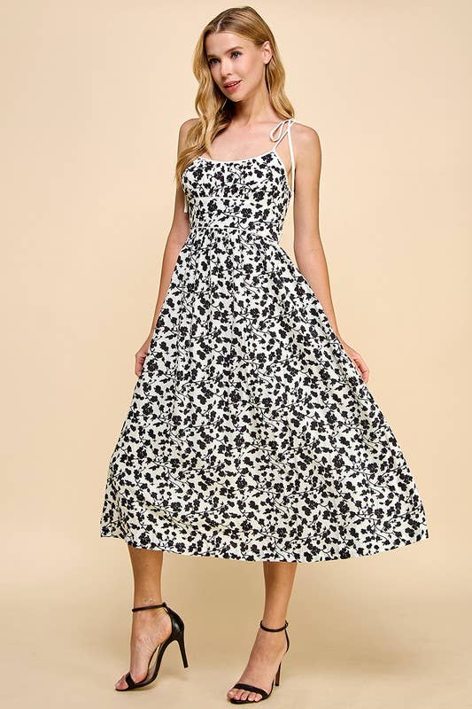 Floral Print Scoop Neckline Midi Dress