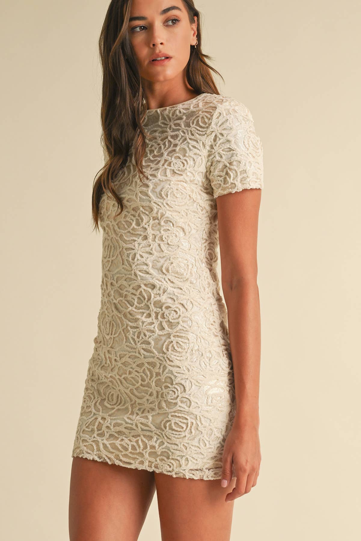Short Sleeve Shimmer Mini Dress