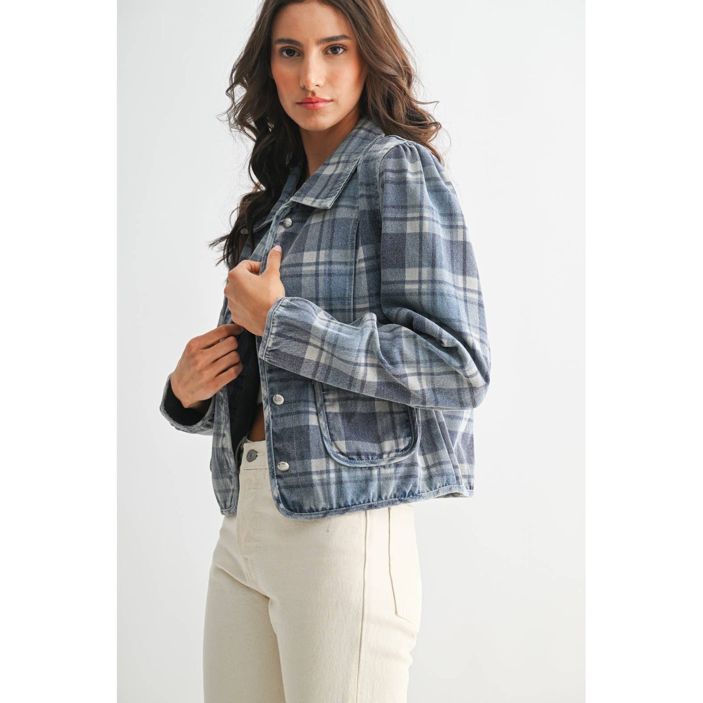 PLAID DENIM JACKET