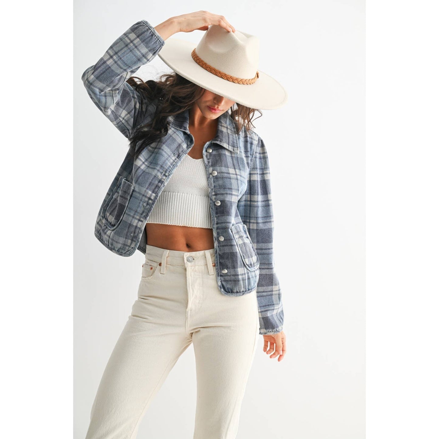 PLAID DENIM JACKET