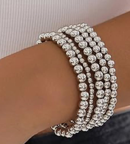 Silver bead bracelet
