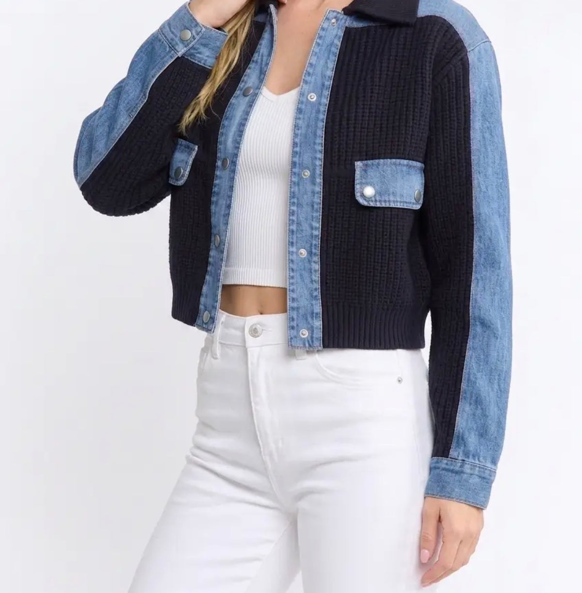 Cropped sweater jacket